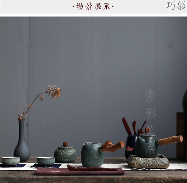 Qiao mu household ceramics filter archaize kung fu tea tea teapot Japanese side of real wood as the office