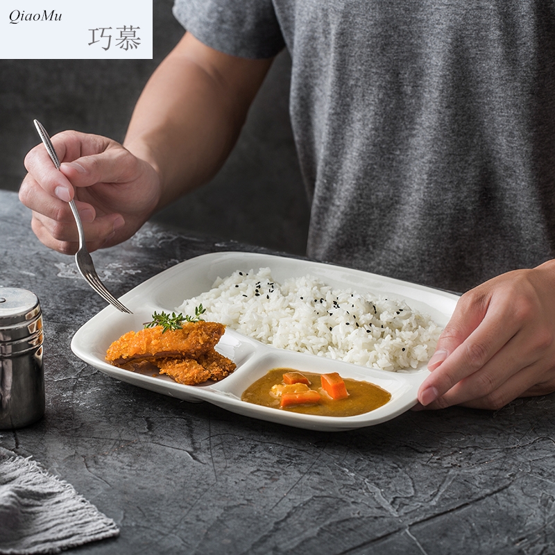 Qiam artful creative points for pure white ceramic plate tray was home three tray was fast food restaurant breakfast tray plate of Jane
