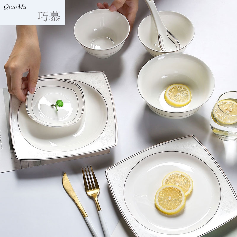 Qiao mu ceramic dishes suit contracted household jingdezhen ceramic tableware suit dishes combine European dishes