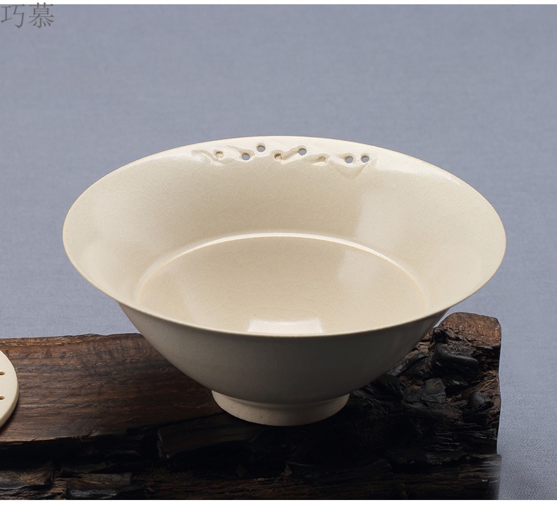 Qiao mu jingdezhen plant ash glaze on kung fu tea set TaoMingTang manual white clay pot saucer dry mercifully machine