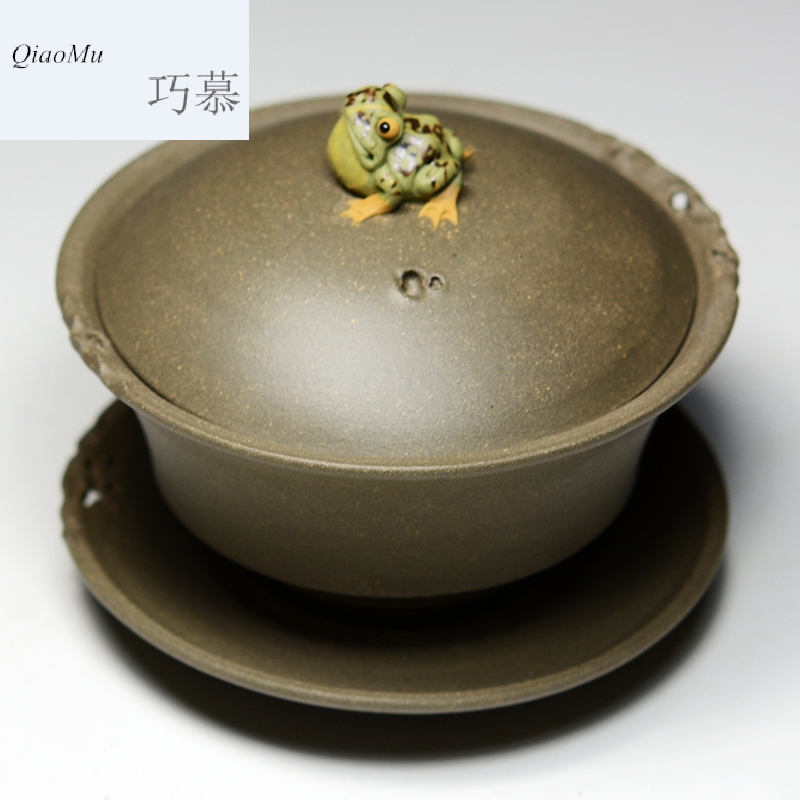 Qiao mu QD yixing purple sand tureen handicrafts undressed ore its period of taihu frogs hospitality tea cups of tea