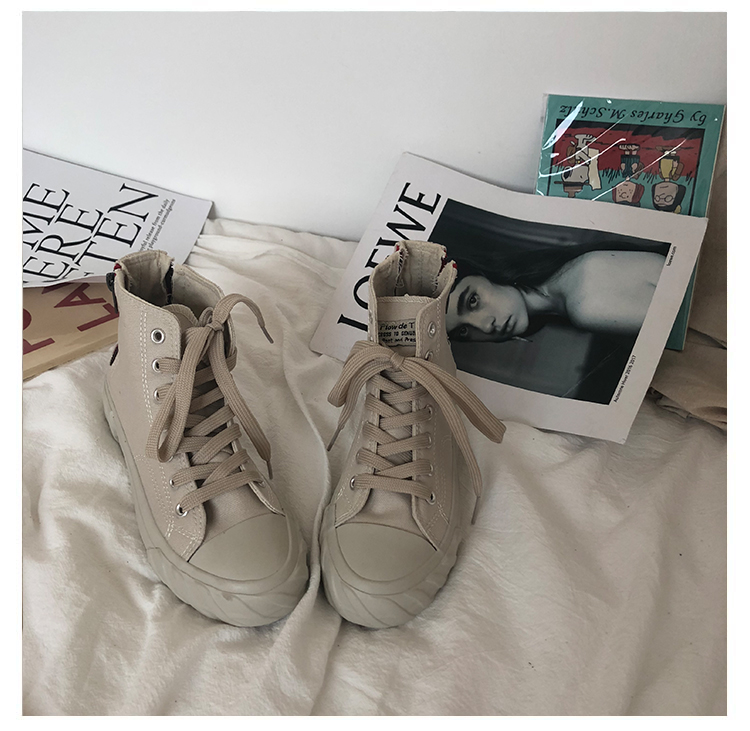 Giày vải cao cấp Hàn Quốc ulzzang sinh viên thủy triều retro cảng gió chic chic Giày hoang dã Harajuku giầy lining nữ