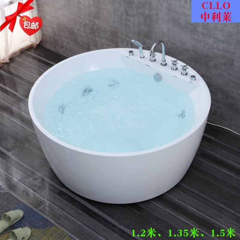 Round acrylic household with one-in-one surfing thermostat heating double couple bath massage hotel Guesthouse bathroom bath