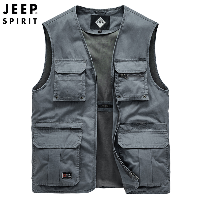 JEEP JEEP CAM VAI ARMOUR SPRING CỦA MEN VÀ MÙA HÈ MỚI CÁ NGÀNH ẢNH MULTI-POCKET Workwear HORSE CLIP MENS JACKET