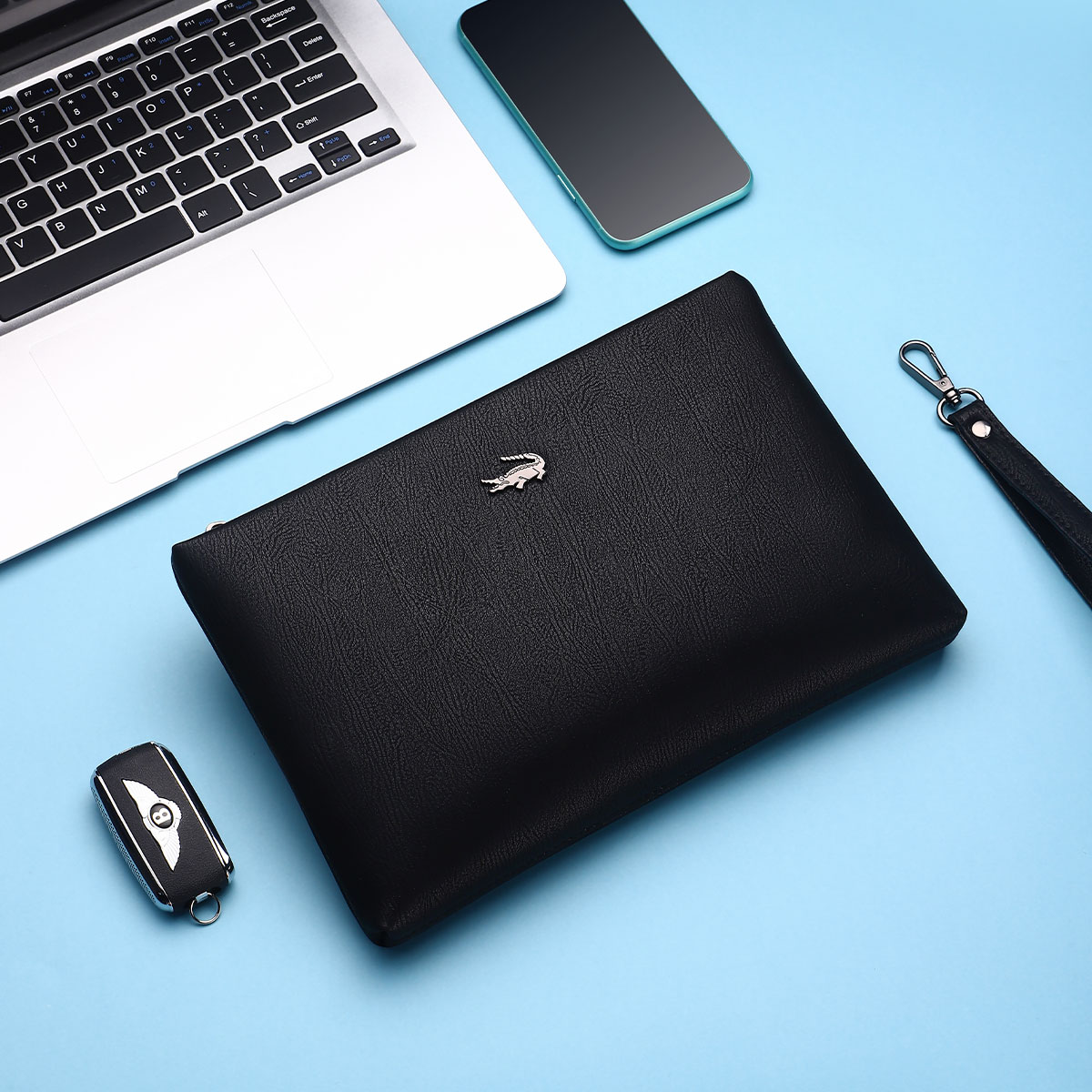 Caravan Alligator Men's Hands Bag Genuine Leather Business Casual Hand Grab Bag Fashion Trend Bull Leather Large Capacity Hand Grab Bag