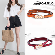Carcodile Crocodile Belt Lady Net Red Thin Belt Ins Wind matching jeans with dress shirt with casual damp