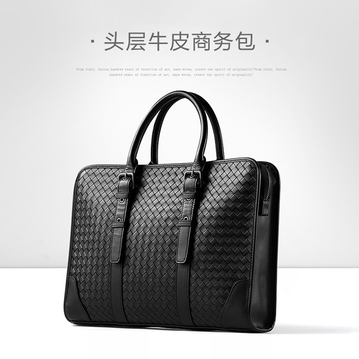 Cardiole crocodile briefcase travel business woven travel bag first layer cowhide handmade handbag men's tide