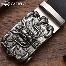 Carcodile Crocodile Leather Strap Man Genuine Leather Automatic Buckle Fashion National Wind Tap Relief Head Layer Bull Leather Pants Belt Tide