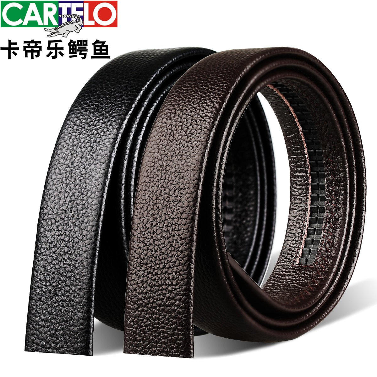Caravan Crocodile Men's pure headband Cow Leather Belt Automatic Buckle Without Head Leather Strap Genuine Leather Unbuttoned Pants With No Lead