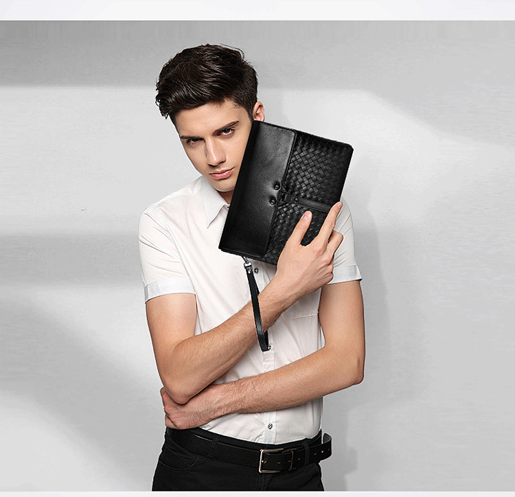 Cardile Crocodile 2019 New Sheepskin Braided Clutch Men's Business Casual Handbag Wear-resistant Handmade Tide