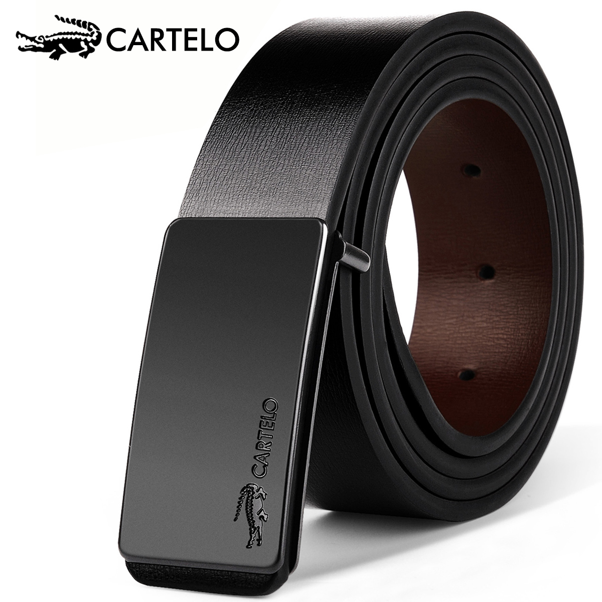 Cardi crocodile crocodile leather with male smooth buckle genuine leather business casual pants with alloy plate buckle cow leather youth belt