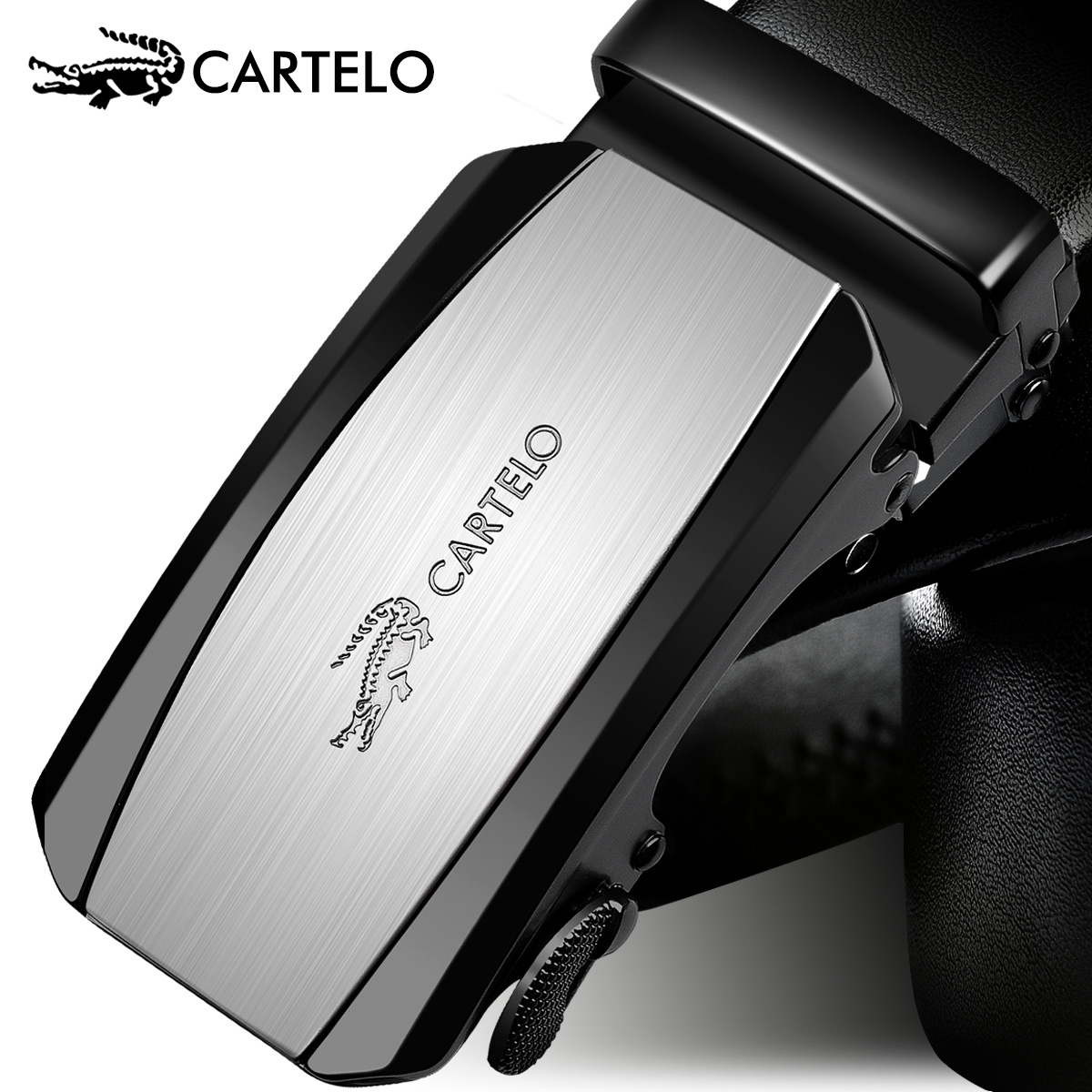 Cardiole crocodile belt men's leather men's belt automatic buckle business youth casual all-match pants belt tide