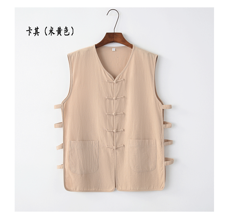 Khuyến mãi cotton và linen không tay Tang phù hợp với vest nam vest mồ hôi Ma Hao mùa hè ông già áo vest phong cách Trung Quốc áo thể thao