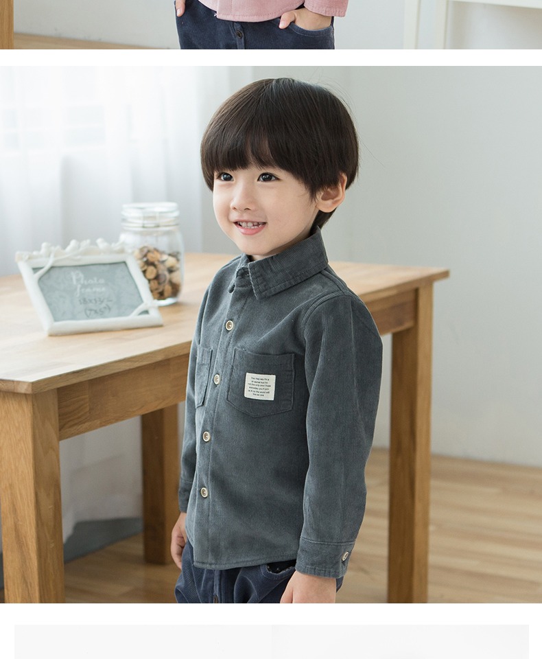 Áo sơ mi nam tay dài ấm áp 2018 mùa thu mới cho trẻ em quần nhung kẻ cộng với áo nhung cho bé sơ mi giản dị - Áo sơ mi áo sơ mi trẻ em