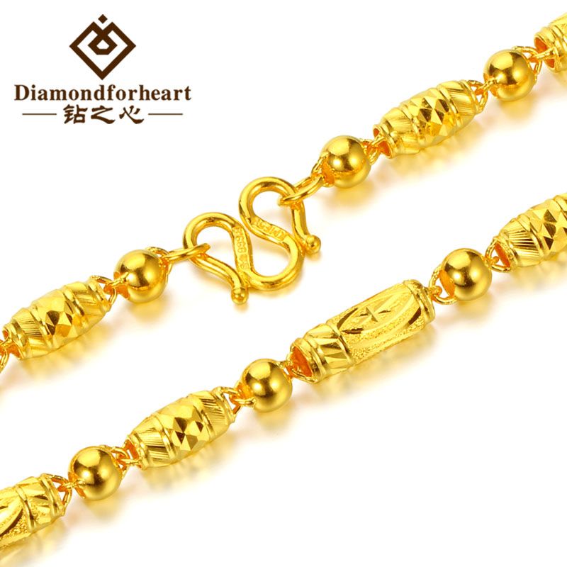 Gold Gold Necklace Men's Olive Beads 9999 Pure Gold Coarse Gold Beads Chain Bamboo Jewelry