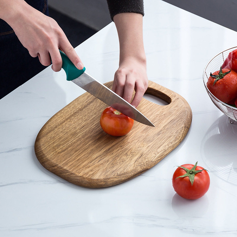 Oval solid wood cut vegetable chopping block kitchen home antibacterial and mildew-proof fruit chopping block whole wood chopping board day style