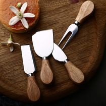 Cake baking tool set household cheese cheese knife fork Japanese wooden handle stainless steel kitchen creative gadget