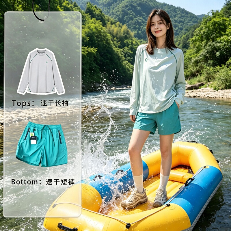 Drifting and Water Sports Quick-Drying Clothing Set for Men and Women, Summer Thin Outdoor Sun-Protection Cycling Wear, Long-Sleeve T-Shirt