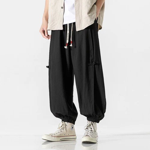 Летние штаны, тонкая подсветка пола, фонарь, китайский стиль, большой размер, свободный крой