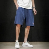 Тонкие шорты, трендовые пляжные штаны, городской стиль, из хлопка и льна, свободный прямой крой