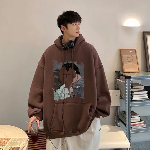 Осенняя толстовка с капюшоном, куртка для влюбленных, оверсайз