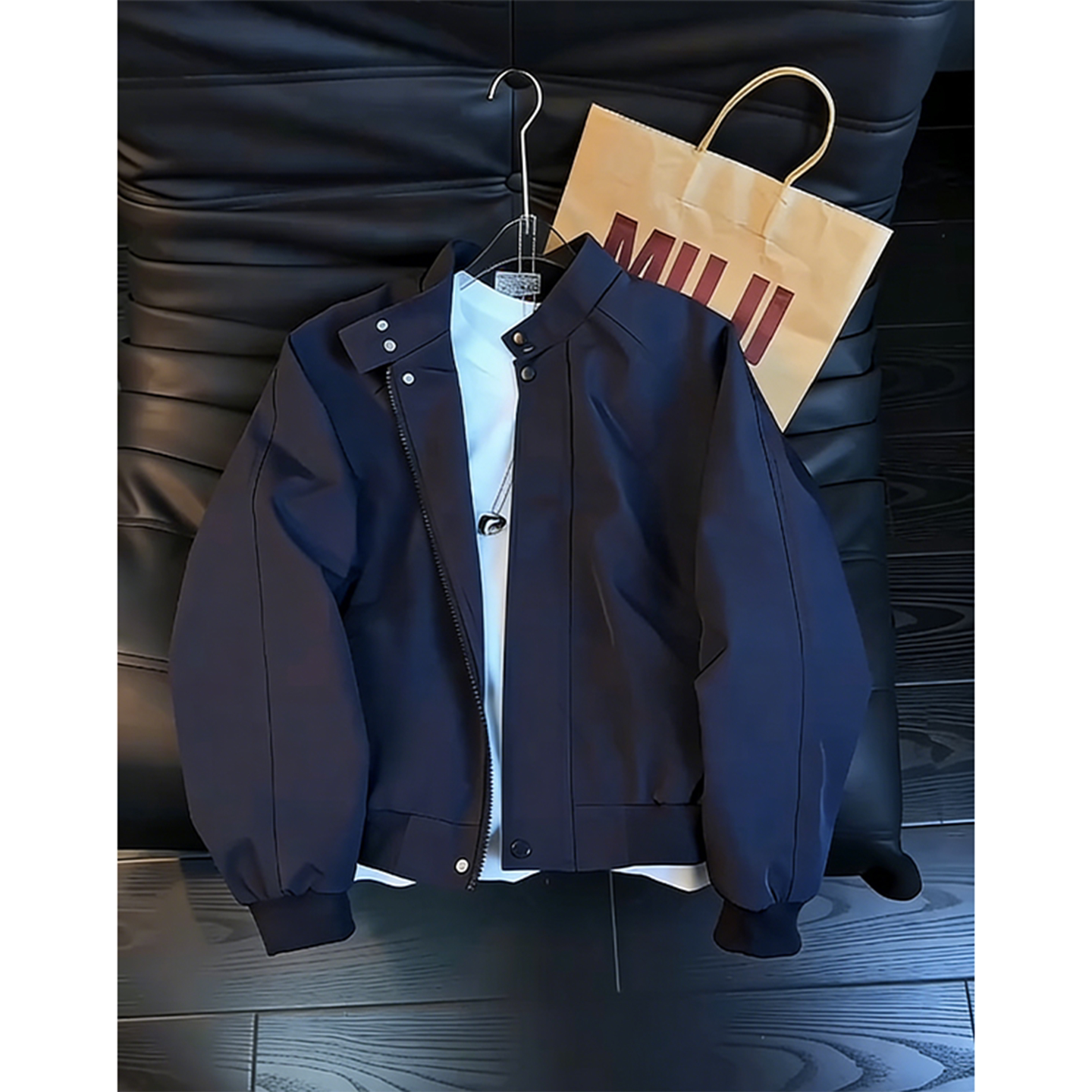 Темно-синяя американская летная куртка Harrington, мужская весенне-осенняя куртка cleanfit с трехслойным воротником-стойкой, короткая куртка-жакет