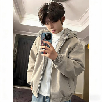 Cleanfit Wolf King Pu Leather Mountaineer Cotton Jacket Men's Winter Fleece-Lined Thickened Rivet American Style Cotton Coat