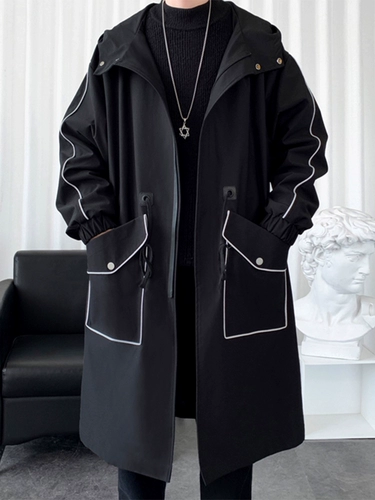 Мужской длинный осенний плащ для отдыха, куртка, средней длины, длина макси, в корейском стиле