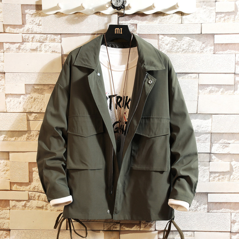 Jacket men's spring and autumn ins tide brand multi-pocket work machine jacket Korean version of the trend loose fat net red top