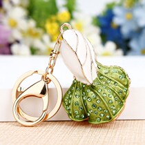 Korean creative gift cute rhinestone lucky cabbage car keychain womens bag pendant key chain crystal jewelry