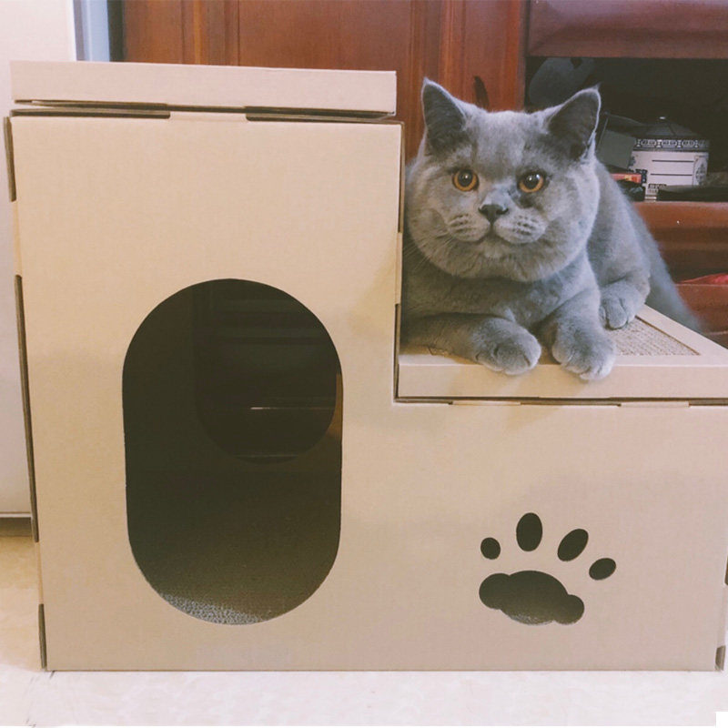 Cat scratch board nest double-layer corrugated paper cat nest carton box cat house cat house villa cat claw grinder four seasons universal