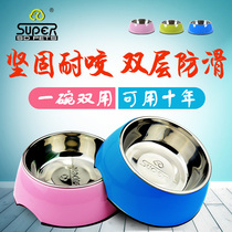 Stainless steel dog Basin Dog Bowl double bowl cat bowl cat bowl Teddy golden hair single Bowl dog rice basin pet cat food basin