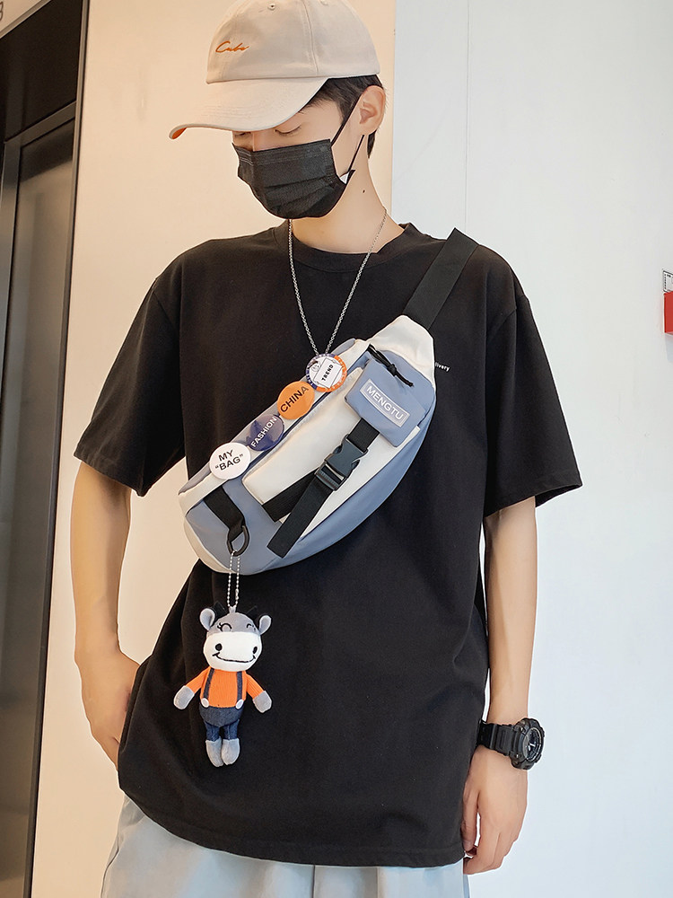 ins tide boobs chest bag men's spring summer minimalist single shoulder bag day department casual slant scapegoat student sport purse strings female