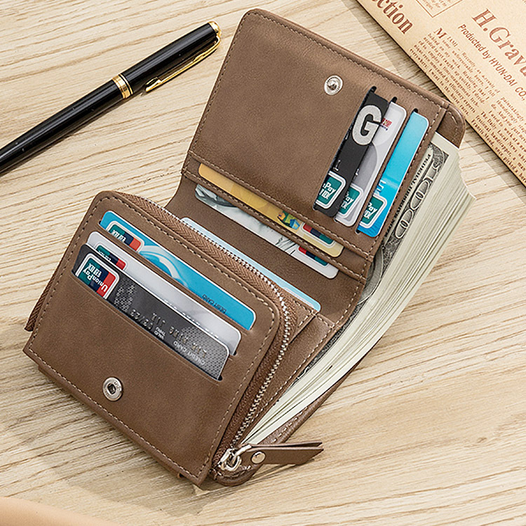 財布 メンズ ショート 三つ折り 多機能 運転免許証財布 メンズ マルチカードスロット財布 ユース ジッパー 小銭入れ