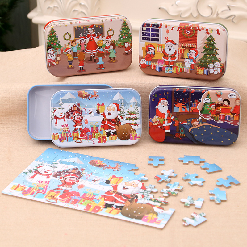 Christmas Woody Diy Small Gift Children Handmade Christmas Old People Puzzle Jigsaw Puzzle Kindergarten Gift Prizes