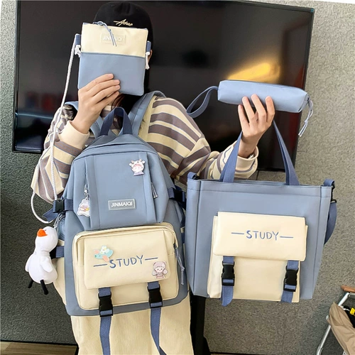 Ранец, брендовая сумка через плечо, высококачественный комплект, вместительный и большой рюкзак, для средней школы, 4 предмета