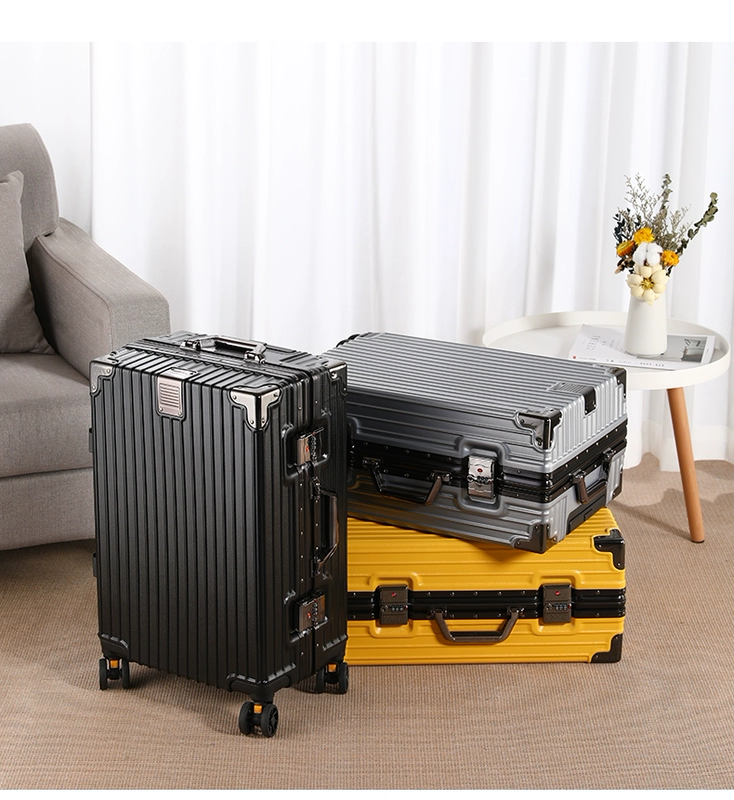 Vali xe đẩy chắc chắn bền bỉ, vali khung nhôm im lặng, hộp đựng mật khẩu học sinh nam nữ, vali da dung tích lớn vali traveler's choice du lịch vali