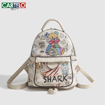 Personalized Bear Graffiti Backpack Womens 2024 New Fashion Cute Print Mini Backpack Shoulder Bag Trendy