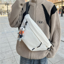 Simple crossbody bag new mens sports bag large capacity chest bag casual Japanese shoulder bag solid color backpack for women