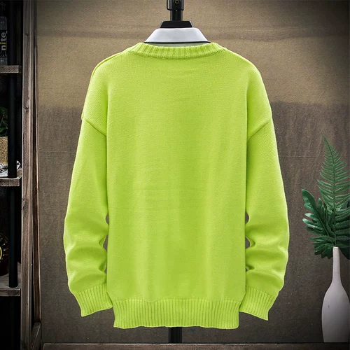 Мужской демисезонный трендовый универсальный трикотажный свитер для отдыха, 2020, в корейском стиле, оверсайз, круглый воротник