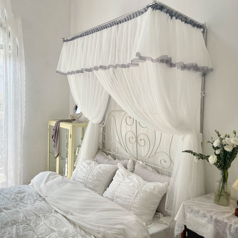 Japan-style Superior Mosquito Net 2022 New Fishing Rod Telescopic Three Doors Stainless Steel Bracket Lever Plus Coarse Thickening Home