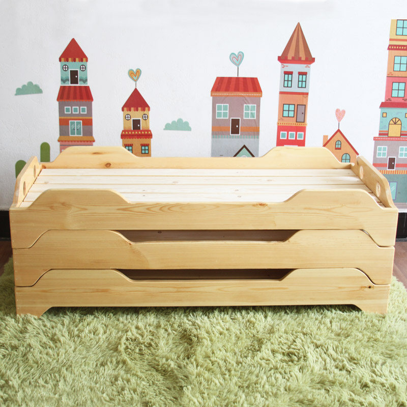 Kindergarten bed lunch bed special children's lunch break wood bed for children Toddler stacked hosting lunch tray cot