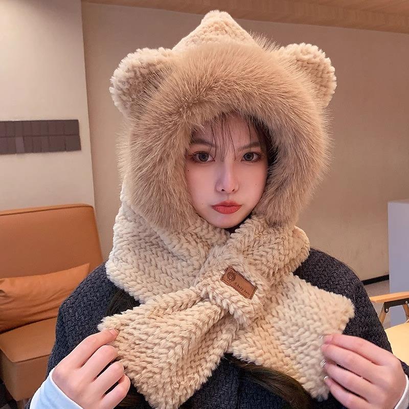 Warm hat thickened hat women mesh red soft comfort 100 hitch Han version Lazy Thickened Warm Hat Comfort softness-Taobao