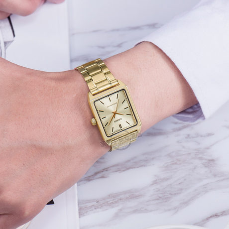 casio square gold watch