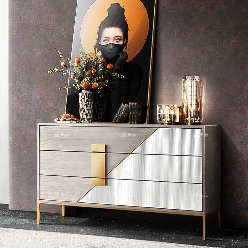 Italian minimalist dining cabinet light luxury style modern home decoration cabinet hotel storage cabinet partition cabinet villa porch cabinet