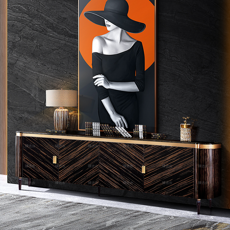 Light luxury TV cabinet Living room tea combination high cabinet modern simple Italian furniture villa cabinet TV cabinet