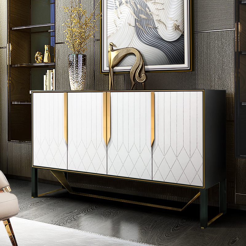 Light luxury style porch cabinet decorative cabinet modern solid wood shoe cabinet American dining cabinet large apartment villa entry storage cabinet