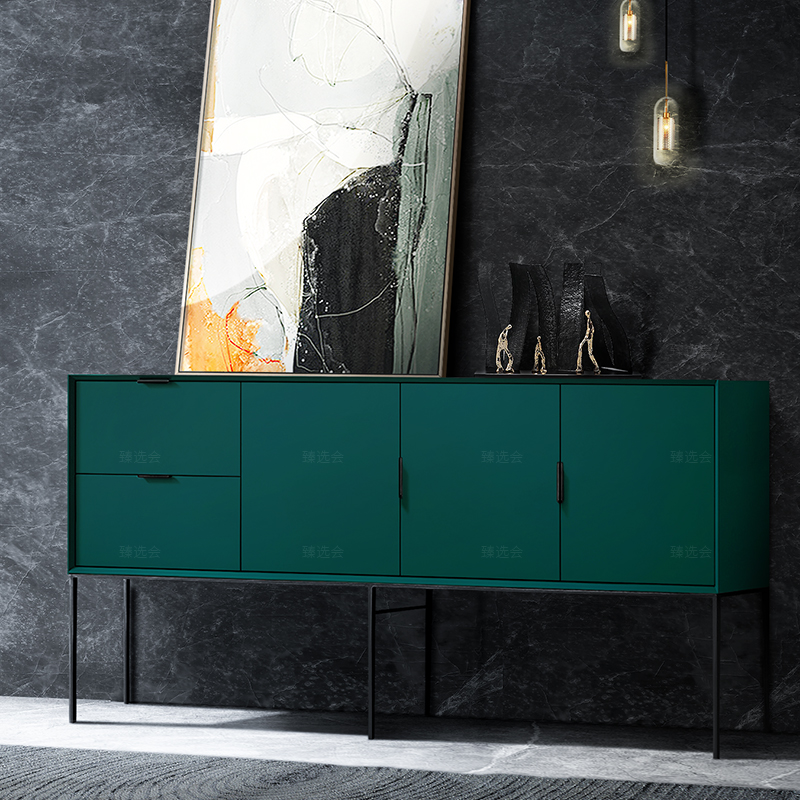 Italian light luxury dining cabinet modern minimalist living room Nordic wine cabinet decoration metal high-footed villa minimalist entrance cabinet