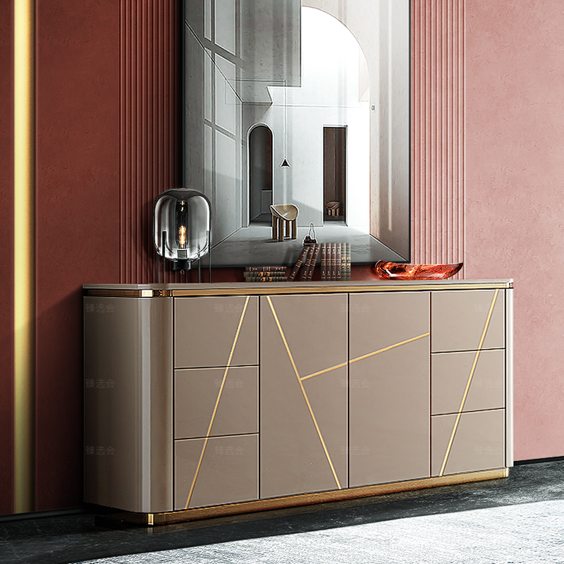 Light luxury sideboard modern minimalist living room wall wine cabinet partition cabinet villa model room solid wood porch decorative cabinet