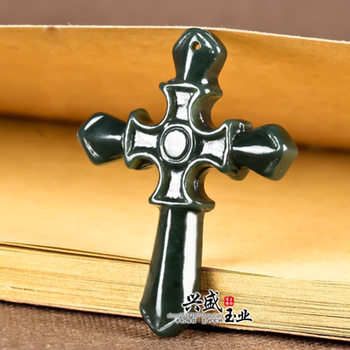 Natural cross pendant keeps peace and hetian jade pendant
